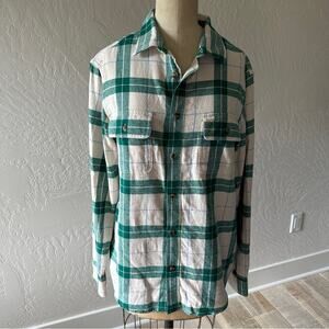 OLD NAVY | Mens Regular-Fit Plaid Flannel Shirt NEW Size Medium White/Green/Blue